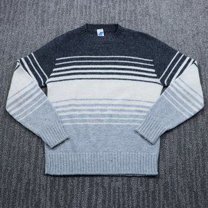 Vintage Rob Roy Womens Junior Large Sweater Gray Striped Classic Cozy Academia